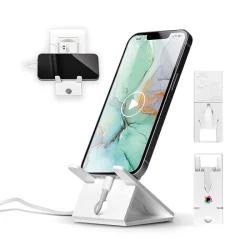 Photo de Support smartphone pliable pour prise et bureau