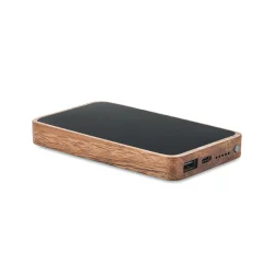 Photo de Powerbank 4000mAh à induction en bois d'acacia et PU recyclé