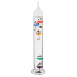 Photo de Thermomètre Galileo en verre avec cinq globes flottants colorés