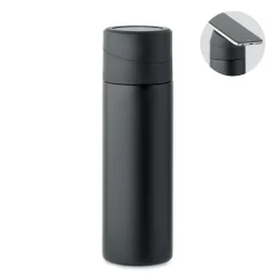 Photo de Bouteille isotherme 420 ml en acier recyclé avec support smartphone
