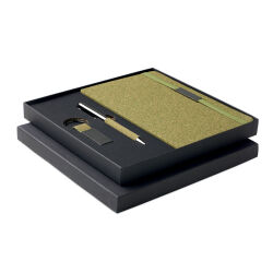 Photo de Coffret carnet, stylo et porte-clé PET recyclé sapin