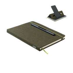 Photo de Carnet A5 RPET 192 pages lignées support de téléphone et stylo