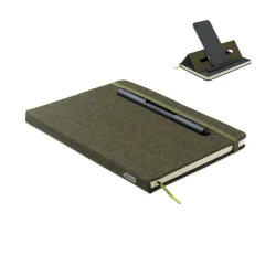 Photo de Carnet A5 RPET 192 pages lignées support de téléphone et stylo