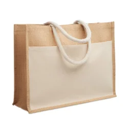 Photo de Sac shopping en coton et toile de jute