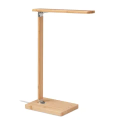 Photo de Lampe et chargeur de bureau en bambou naturel pliable