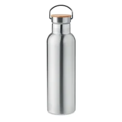 Photo de Bouteille isotherme 750 ml en aluminium avec bouchon en bambou