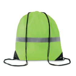 Photo de Sac cordelette 190T fluo avec bande réfléchissante
