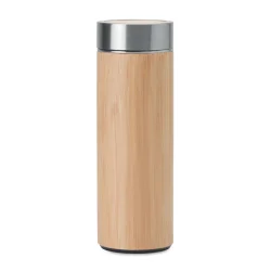Photo de Bouteille isotherme 400 ml en bambou avec infuseur à thé