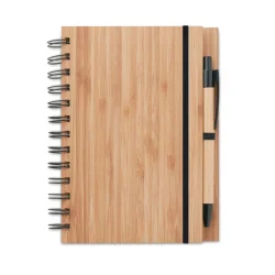 Photo de Carnet spirales 13 x 18 cm bambou et stylo