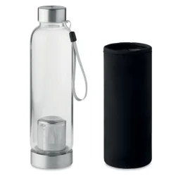 Photo de Bouteille 500 ml en verre avec infuseur à thé et housse