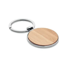 Photo de Porte-clés rond en bambou et alliage de zinc