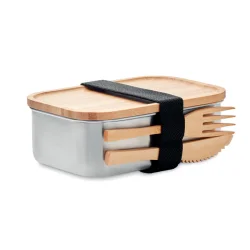Photo de Lunch box 600 ml acier et bambou