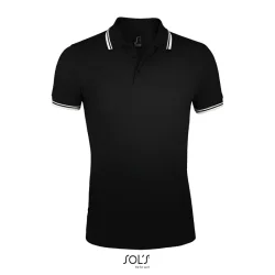 Photo de Polo 200g/m² homme avec rayures blanches au col et aux manches