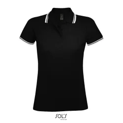 Photo de Polo 200g/m² femme avec rayures blanches au col et aux manches