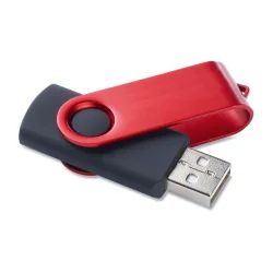 Photo de Clé USB pivotante en caoutchouc noir et embout coloré 32GO