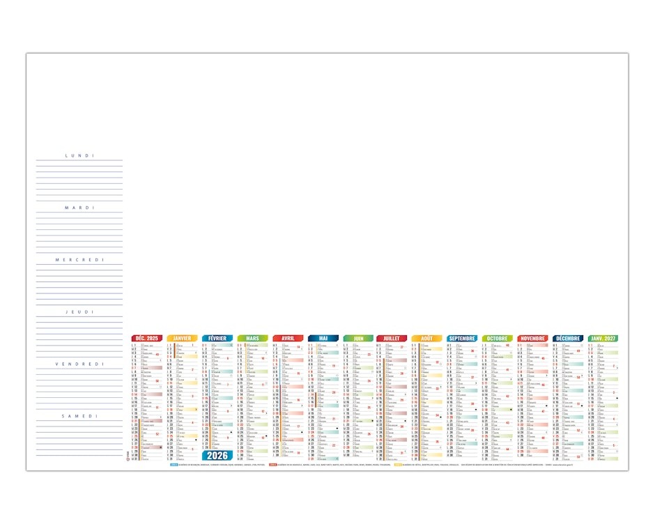 Sous-main calendrier sur mesure