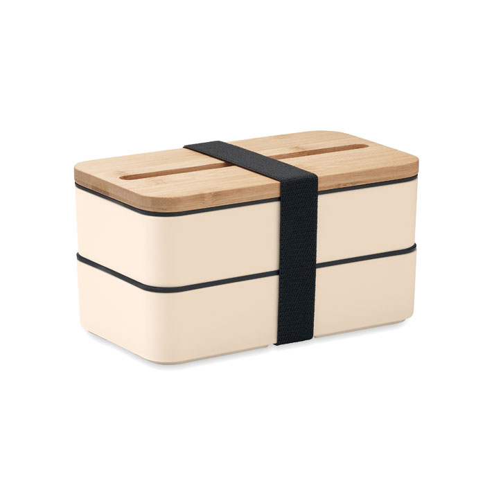 Lunch box 400 ml double compartiment PP recyclé et bambou